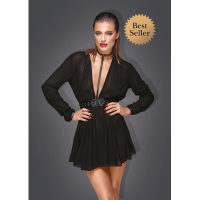 Noir Handmade Chiffon Minidress with Choker F150