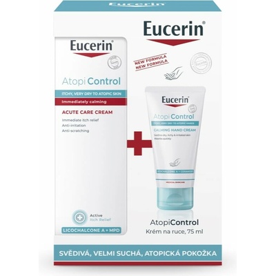Eucerin AtopiControl Eucerin AtopiControl Acute krém pro suchou + svědící pokožku 40 ml + Eucerin AtopiControl krém na ruce pro suchou až atopickou pokožku 75 ml kosmetická sada