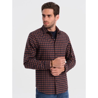 Ombre Clothing Тъмносиня мъжка карирана фланелена риза Ombre Clothing Ombre Clothing | Sin | МЪЖЕ | S