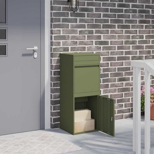 vidaXL Пощенска кутия за пратки Маслиненозелено 41 x 38 x 103 см (874936)