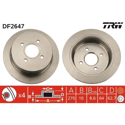Brzdový kotúč (cena za 1ks) TRW DF2647
