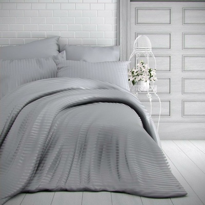 Kvalitex satén obliečky Stripe svetlosivá 220x240 2x70x90