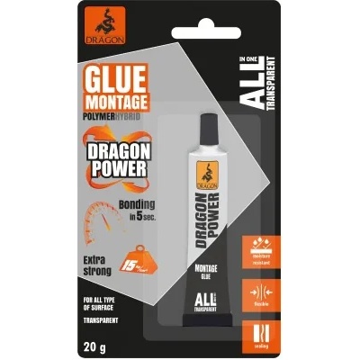 Dragon Универсално лепило без разтворители DRAGON POWER 20ml. Прозрачно