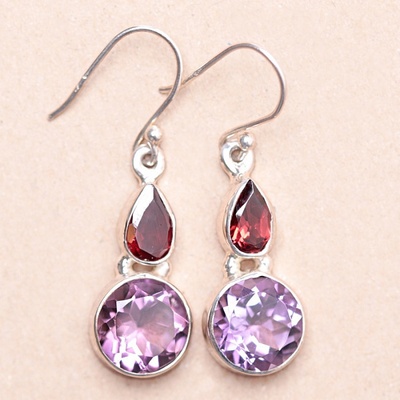 Nefertitis Ametyst broušený náušnice stříbro Ag 925 KO355 NF54537 - 2 cm, 5,4 g