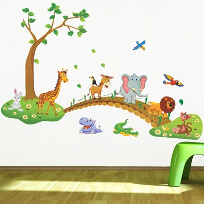 Živá Zeď samolepka zvířátka ze Zoo na procházce 93 x 137 cm – Zboží Mobilmania