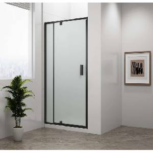 POLYSAN Easy Black - Душова врата с шарнирна конструкция 88-102x190 см, тухлено стъкло/матово черно EL1738B (EL1738B)
