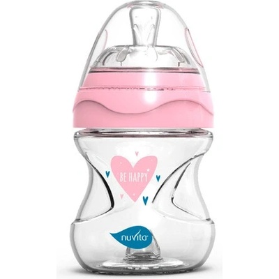 Nuvita lahvička Glass/Pink 140ml