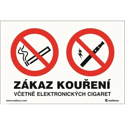 Walteco ""Zákaz fajčenia vrátane elektronických cigariet"" samolepiaci, 150x100 mm