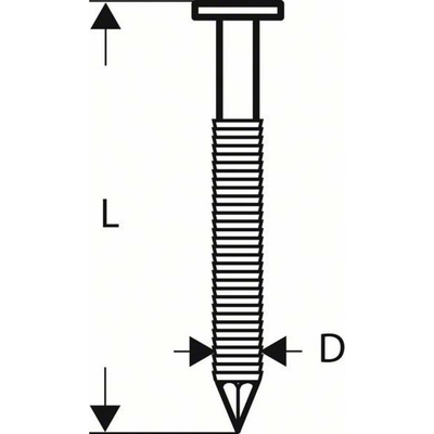 Full head strip nail SN21RK 65RHG 2.8 mm, 65 mm, hot-dip galvanised, grooved 4000 ks Bosch Accessories 2608200039 Rozmer
