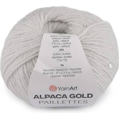Prima-obchod Pletací příze Alpaca Gold s flitry 50 g, barva 6 (9303) šedá nejsvětlejší