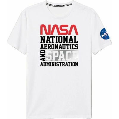E Plus pánske tričko NASA National Aeronautics and Space Administration biele