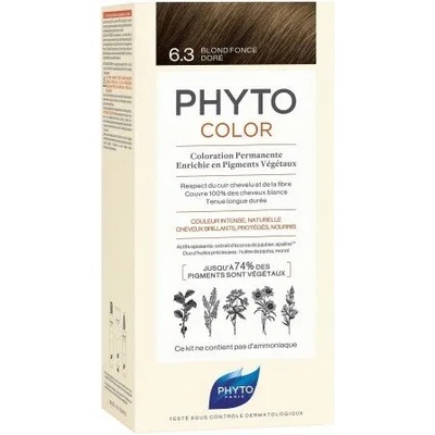 PHYTO Безамонячна боя за коса 6.3 Тъмно Златисто Русо , Phyto Phytocolor Coloration Permanente 6.3 Dark Golden Blonde 50ml