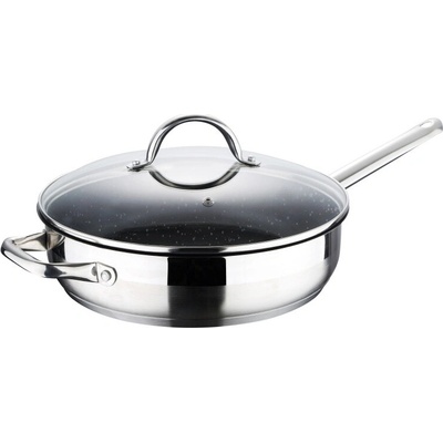 Bergner Panvica s mramorovým povrchom a pokrievkou GOURMET 24 cm nerez