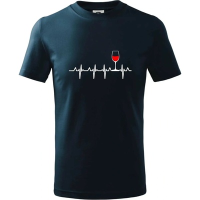 Víno ekg tričko dětské bavlněné námořní modrá velmi tmavá téměř černá