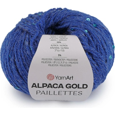 Pletací příze Alpaca Gold s flitry 50 g Varianta: 5 (9309) modrá královská, Balení: 1 ks