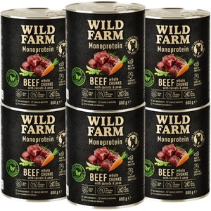 WILD FARM Монопротеинова говежда храна 6x800 г хипоалергенна храна за кучета