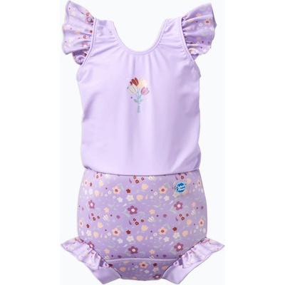 Splash About Детски бански от една част с пелена Splash About Happy Nappy Frills ягодово поле