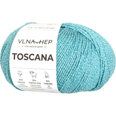 Vlna-hep Příze Toscana - jemná přírodní příze - bavlna, merino vlna, hedvábí Toscana: 142700 Baltic