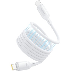 Baseus - Кабел за данни PicoGo (P10376800211-00) - Магнитен, Type-C към Type-C, 240W, Бързо зареждане, 480Mbps, Силиконов, 1 м - Бял