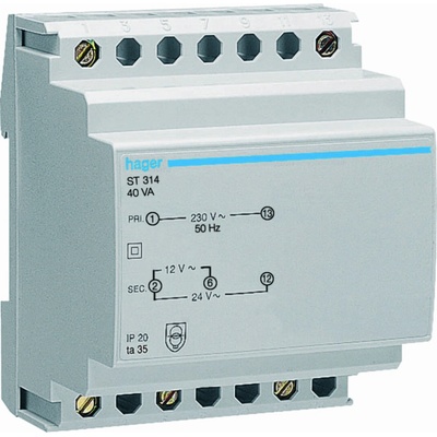 HAGER Trafo ST314 40VA 230/12/24V
