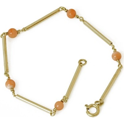 Zlatnictví Zlatíčko náramek ze žlutého zlata s korálem 750.0001