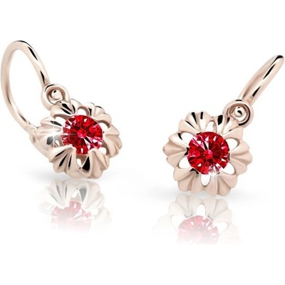 Danfil dětské náušnice C2213 z růžového zlata s kamínkem Ruby Dark zapínání brizura