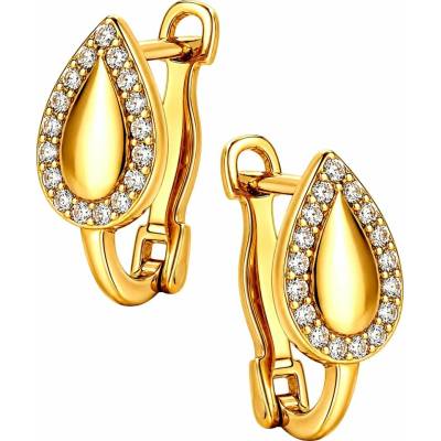Zlaton Náušnice žluté zlato kapka osazené zirkony visací 1.4cm 1.95g N11092500796