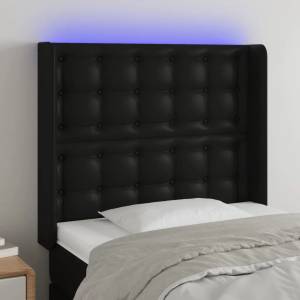 vidaXL LED горна табла за легло, черна, 83x16x118/128 см (3124120)