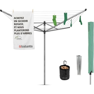 Brabantia 50 м метално сив въртящ се простор с метален шиш и предпазен калъф Brabantia от серия LIFT-O-MATIC ADVANCE (90300254)