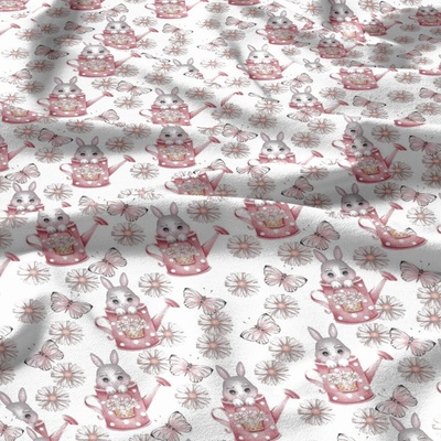 Bavlněné látky, metráž. Králíci na Bílém