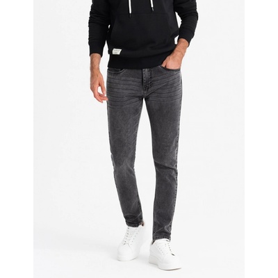 Ombre Men's tailored denim SLIM FIT pants with elastane graphite šedá