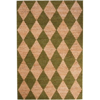 Flair Rugs Зелен/естествен ръчно изработен килим със смес от юта 120x170 cm Effie Diamond - Flair Rugs (503119380197)