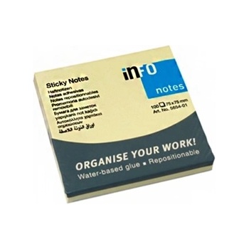 Image 1 of Info Самозалепващи листчета Info, 100л. , размер 75x75mm, жълти (OK5382)