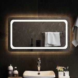vidaXL LED огледало за баня, 90x50 см (151789)