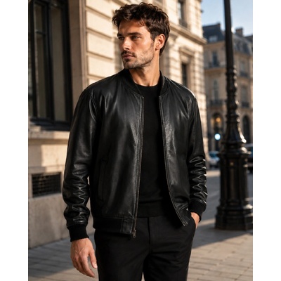 Max Original Leather Pánska kožená bunda HELMET-2 black