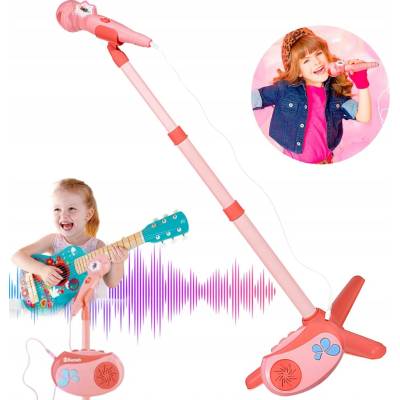Karaoke Set pro Děti Mikrofon Stativ Svítící Funkce Nahrávání LED