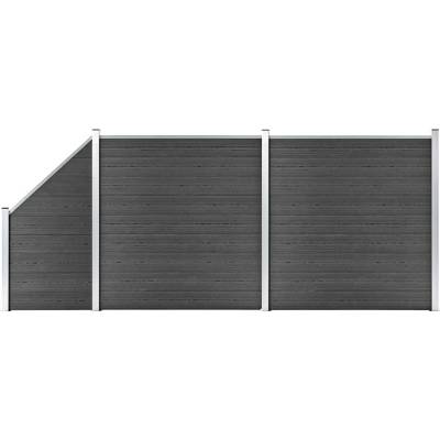 vidaXL Set plotového dílce WPC 446 x (105–186) cm černý