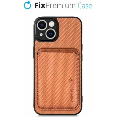 FixPremium Carbon s MagSafe Wallet iPhone 14 Plus hnedé
