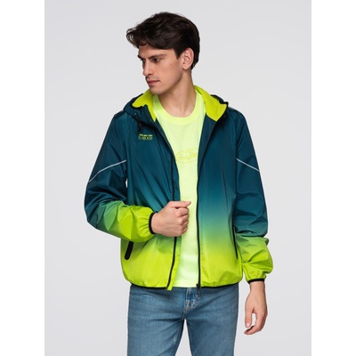 Ombre Clothing Мъжко спортно яке с рефлективни елементи и флийс подплата - тюркоаз и лайм зелено V1 C641 Ombre Clothing Ombre Clothing | Sin | МЪЖЕ | L