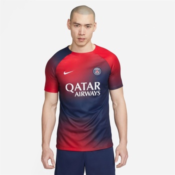 Nike Футболна фланелка Nike Paris Saint Germain Pre Match Home Shirt 2023 2024 Adults - Navy/White