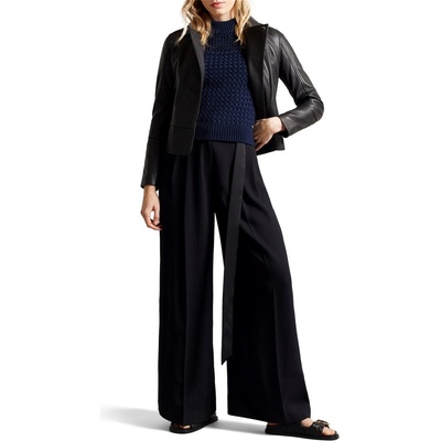 Ted Baker Яке Ted Baker Women's Lizia Leather Structured Fit Biker Jacket - Black