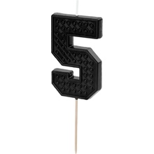 Sviečka PartyDeco Číslo 5 stavebnica čierna 6cm