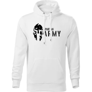 DRAGOWA мъжки суитшърт с качулка Spartan Army, бял, 320г/м2 (5787)