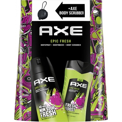 Axe Epic Fresh 3in1 sprchový gél 250 ml + dezodorant 150 ml + umývacia hubka