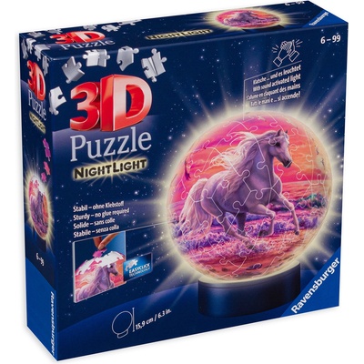 Ravensburger 3D Пъзел Ravensburger от 72 части - Коне на плажа (11843)