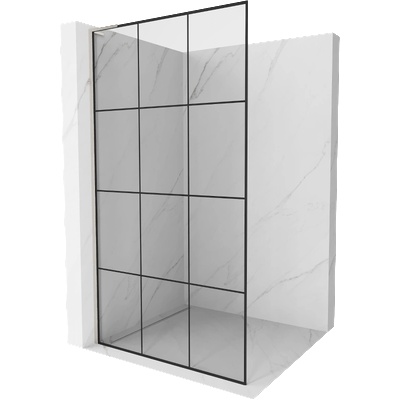 Mexen Kioto L душ стена Walk-in 100 x 200 см, черна решетка, четка никел - 800-100-103-97-77 (800-100-103-97-77)