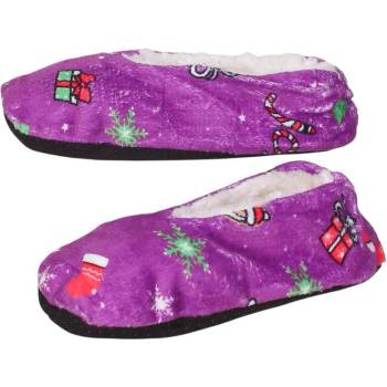 Дамски коледни пантофи-балеринки в лилаво