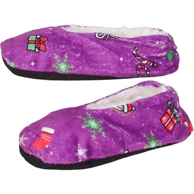 Дамски коледни пантофи-балеринки в лилаво