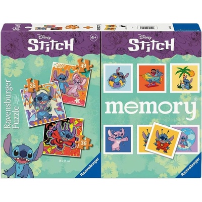 Ravensburger Комплект 3 пъзела и мемори игра Ravensburger - Стич (7024695)