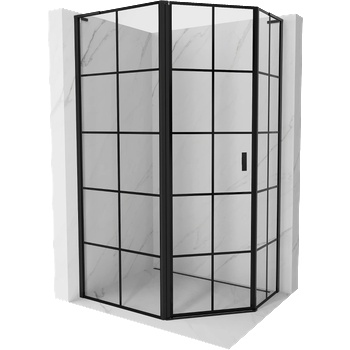 Mexen Mist L асиметрична петоъгълна душ кабина с леви врати 100 x 90 см, черна решетка, черна - 8A8L-100-090-70-77-L (8A8L-100-090-70-77-L)